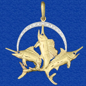 Billfish Slam Pendant with Diamond Arch