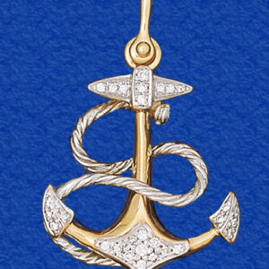 Large Diamond Rope Fouled Anchor Pendant