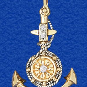 Anchor with Ships Wheel (Diamond Center)