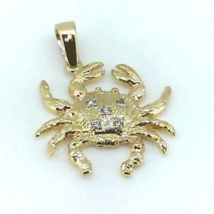 Medium Gold Crab Pendant with Diamonds On Shell