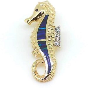 Seahore with Inlaid Created Opal