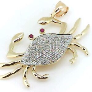 EXTRA LARGE PAVE DIAMOND CRAB PENDANT