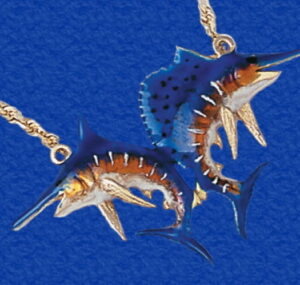 "Pelagic Pursuit" Billfish Necklace  Enameled (Marlin & Sailfish)