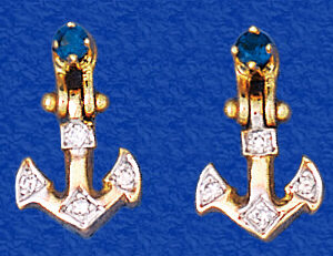 Diamond and Sapphire Anchor Earrings