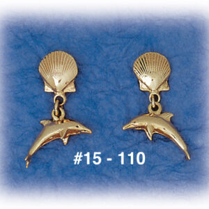 Porpoise Dangling from Scallops Earrings