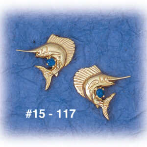 Curvy Sailfish with sapphire in Tail Earrings