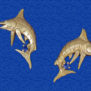 Marlin Earrings with Sapphire in the Tail