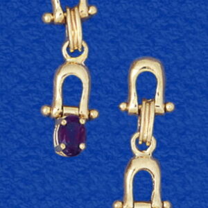 Shackle Drop Earrings with Amethyst 1 1/8"