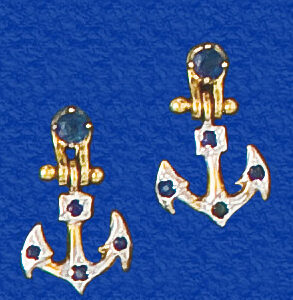 Saphire Anchor Earrings