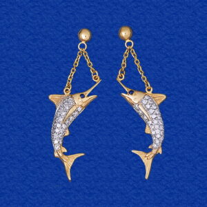 Chain Dangle Diamond Marlin Earrings