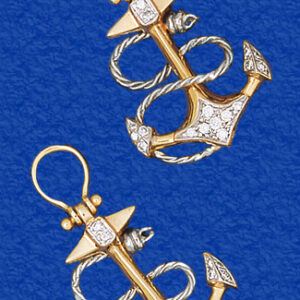 Medium Diamond Rope Fouled Anchor Earrings