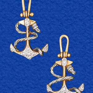 Diamond Rope Fouled Anchor Earrings