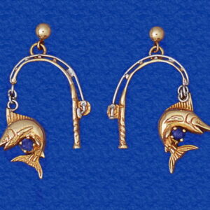 Marlin Dangling from Rod with Sapphire in Tail