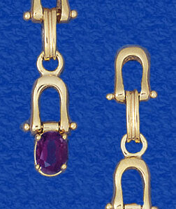 Shackle  & Pulley Block Drop Earrings with Amethyst 1 1/4"