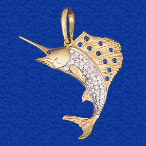 Sailfish “Sails Up” with Sapphire Sail & Pave Diamonds