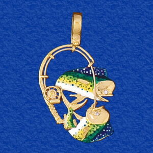 Double Fighting Mahi on Rod Enameled
