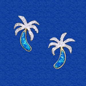 Diamond and Opal Palm Tree Earrings