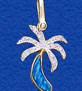 Diamond and Opal Palm Tree Pendant