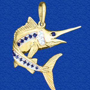 Marlin “Shoot Out” Pendant with Diamonds and Sapphires