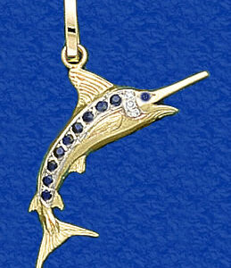 White Marlin with Sapphire Stripe and Diamond Gills