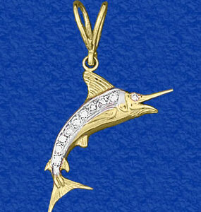 Striped Marlin Pendant with Diamond