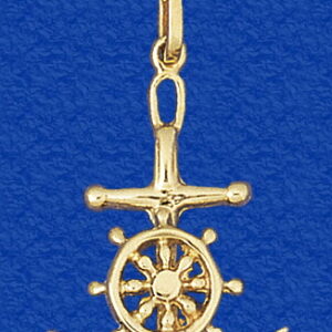Stock Anchor with Ships Wheel