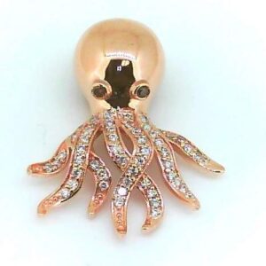 Gold Octupus with Onyx and Diamonds
