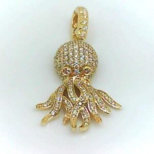 Large Gold and Diamond Octopus Pendant