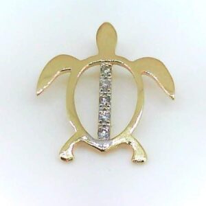 Gold Turtle Pendant With Diamonds