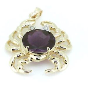 Amethyst Shell Gold Crab Pendant