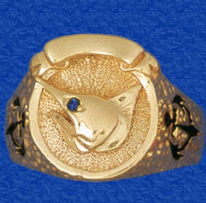 Banner Ring with Marlin Head