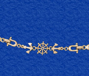 Shackle, Anchor, and Ship Wheel Bracelet (14-120)