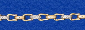 "Calypso" Shackle & Diamond Bar-link Necklace Alternating 1/2 Link (14-125)