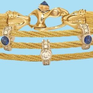 TRIPLE CABLE BRACELET WITH DIAMONDS & SAPPHIRES