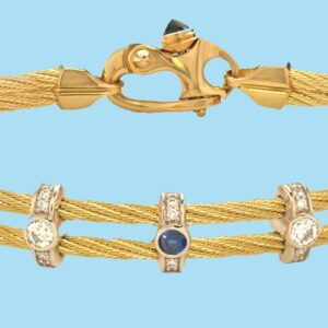 DOUBLE CABLE BRACELET WITH DIAMONDS & SAPPHIRES