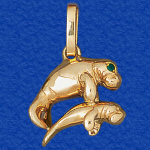 Manatee "Momma and Baby" Swimming Pendant
