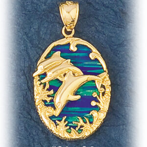 Three Porpoise on Opal Pendant