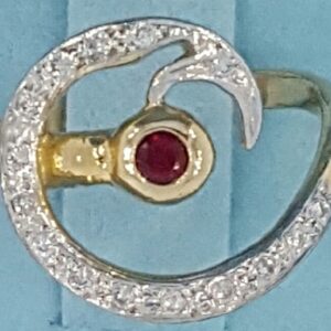RUBY AND DIAMOND HOOK RING