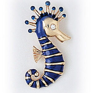 Enameled Baby Sea Horse with Diamond Eye