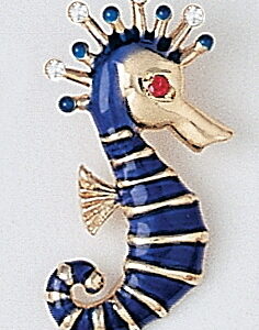 Enameled Diamond Crown Sea Horse