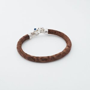 GENUINE ALLIGATOR BRACELET IN MATTE BROWN WITH MARINER'S CLASP