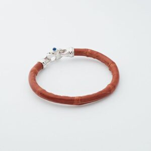 GENUINE ALLIGATOR BRACELET IN TAN WITH MARINER'S CLASP