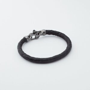 GENUINE ALLIGATOR BRACELET IN BLACK WITH MARINER'S CLASP