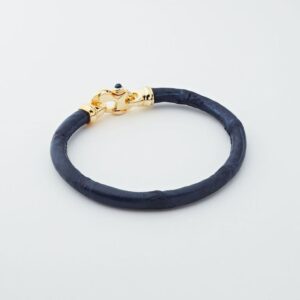 GENUINE ALLIGATOR BRACELET IN DARK BLUE WITH MARINER'S CLASP