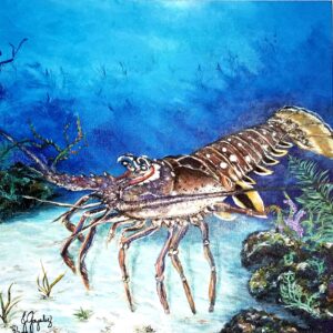 FLORIDA LOBSTER MEANDERING ON THE OCEAN FLOOR