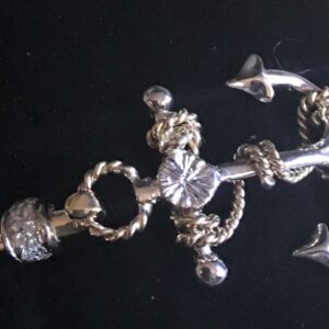 Anchor Bangle Bracelet with Diamond Accents