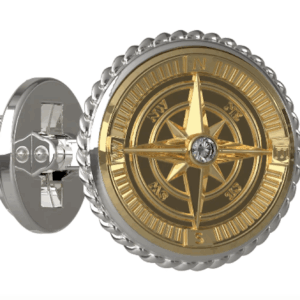 ADMIRALS COMPASS CUFFLINK 2 TONE GOLD