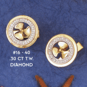 Diamond Circle Propeller Cuff Links