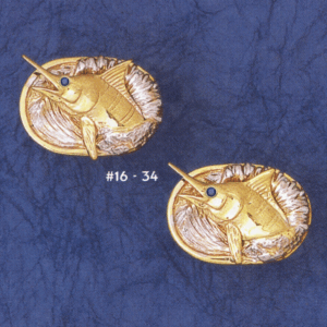 Gold Marlin Head Splash Cuff Links