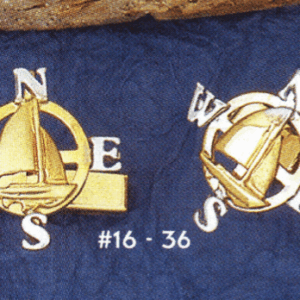 Gold 4-Winds with Sloop Cuff Links